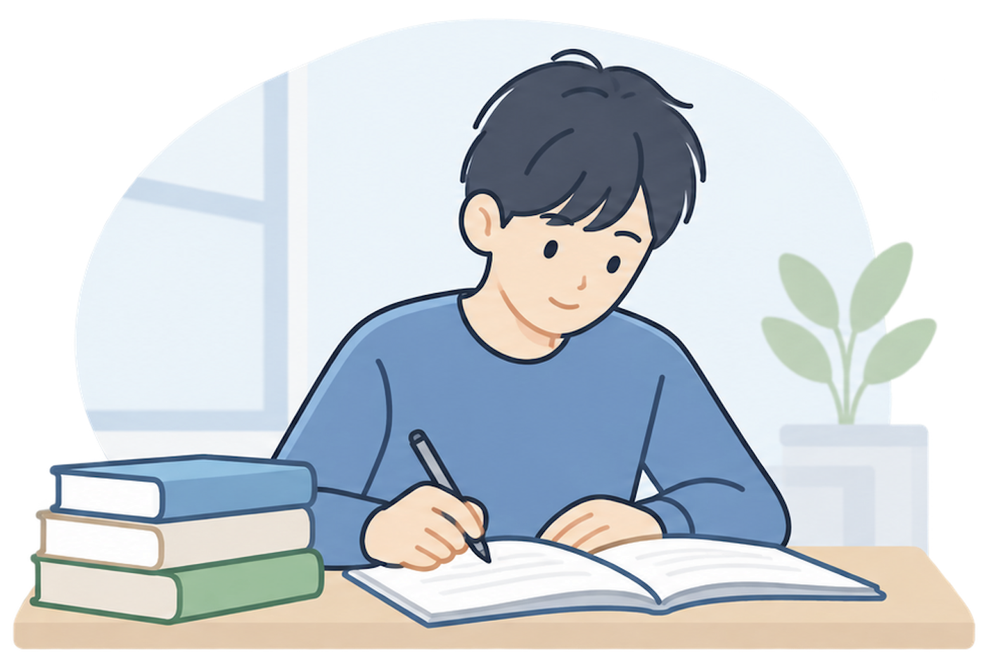 机で学習する生徒